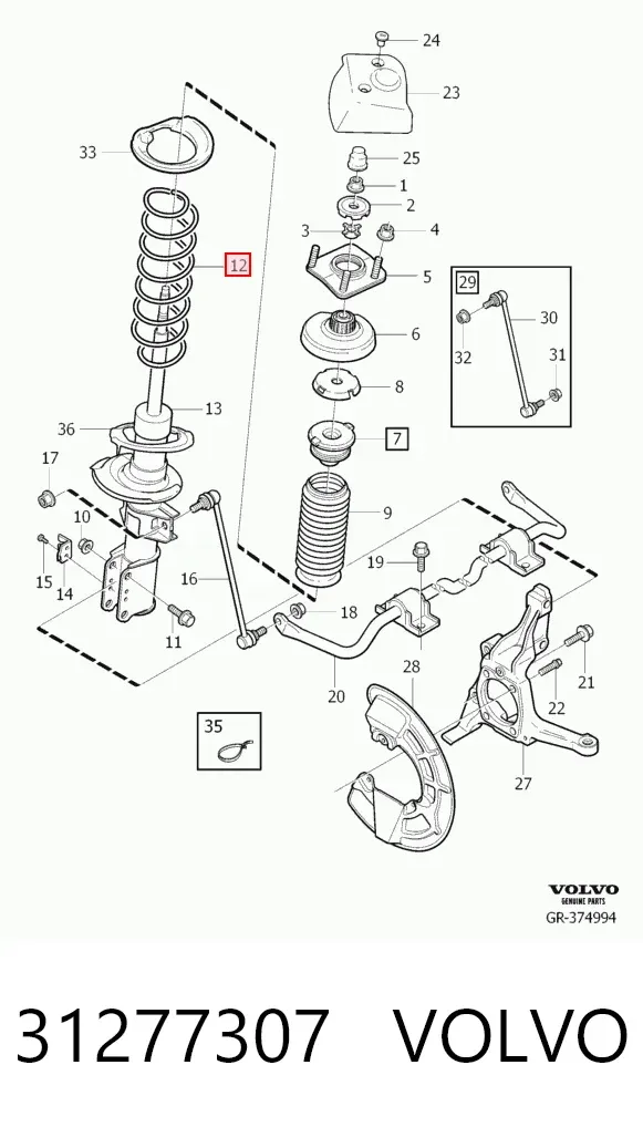 Mola dianteira 31277307 Volvo