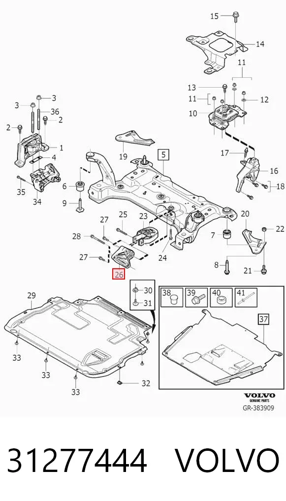 Consola de coxim da Caixa de Mudança 31277444 Volvo