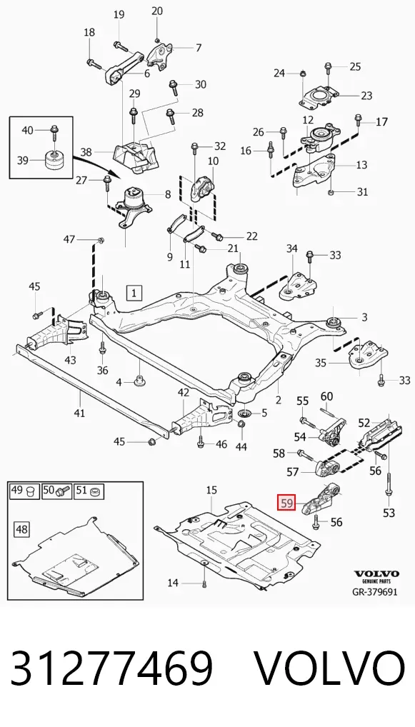 Coxim de transmissão (suporte da caixa de mudança) Volvo S80 II