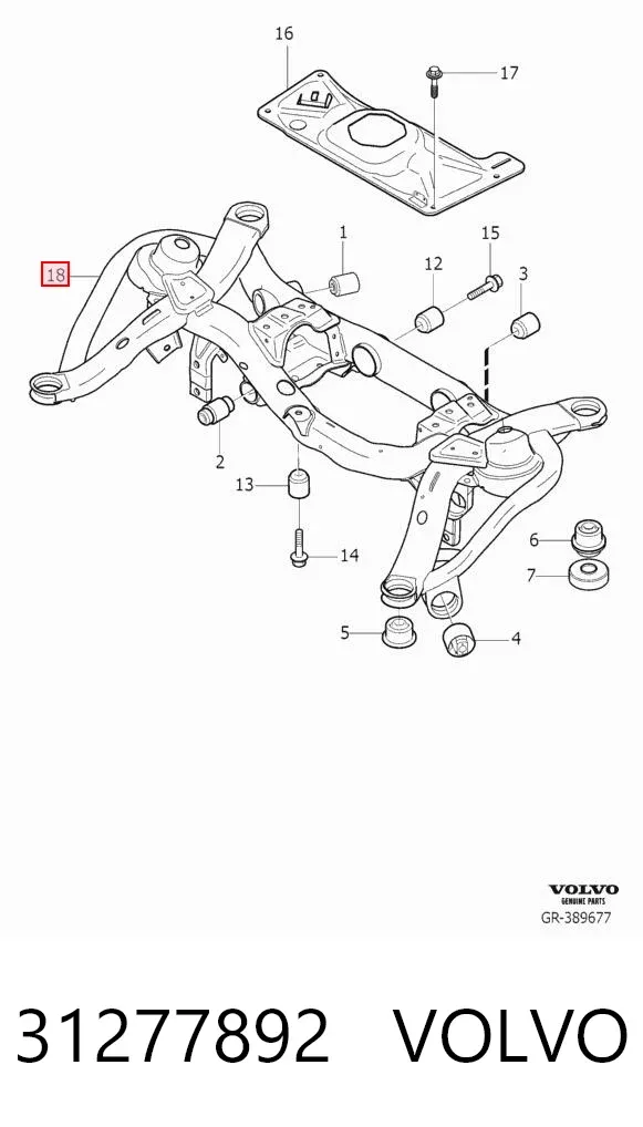 Viga de suspensão traseira (plataforma veicular) 31277892 Volvo