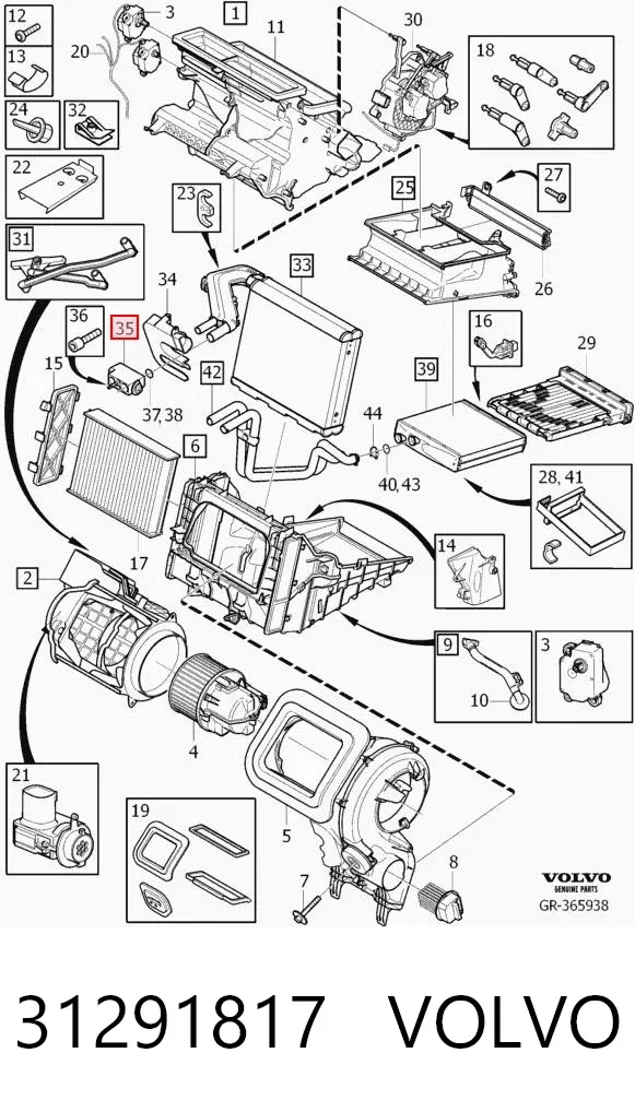 Válvula TRV de aparelho de ar condicionado 31291817 Volvo
