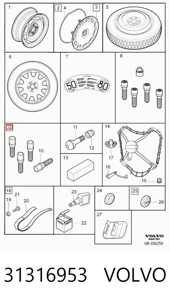 Parafuso de roda 31316953 Volvo