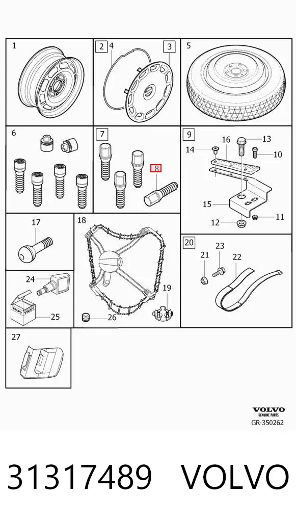 Parafuso de roda 31317489 Volvo