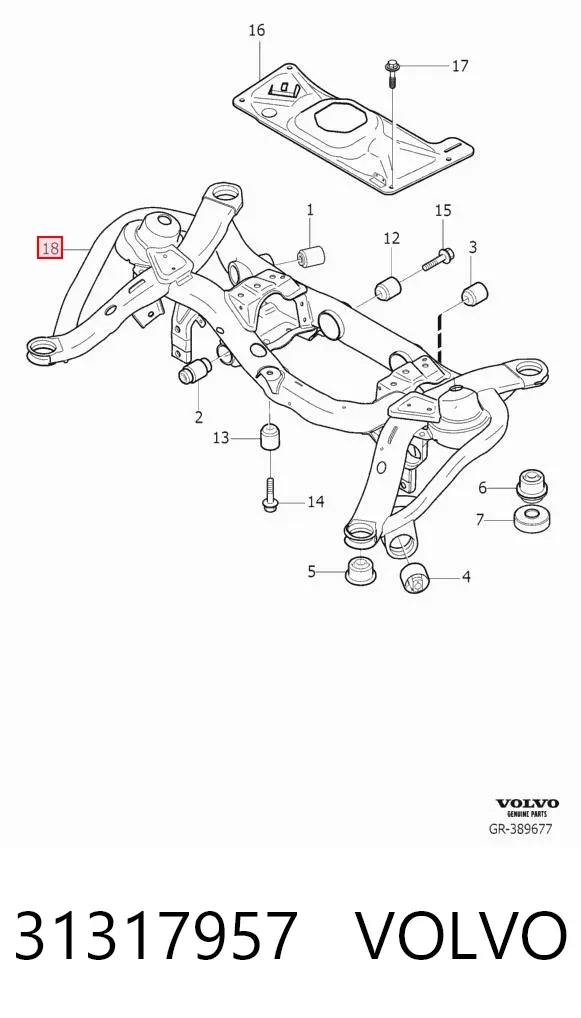 Viga de suspensão traseira (plataforma veicular) 31317957 Volvo
