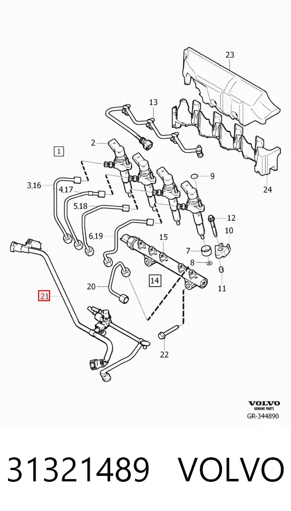 Tubo de combustível, kit 31321489 Volvo