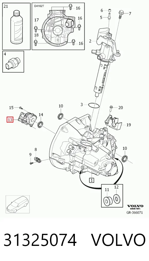 Cilindro de trabalho de embraiagem montado com rolamento de desengate 31325074 Volvo