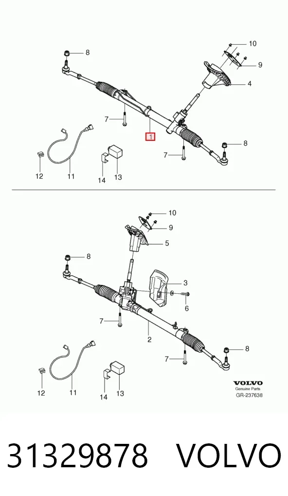 Cremalheira da direção 31329878 Volvo