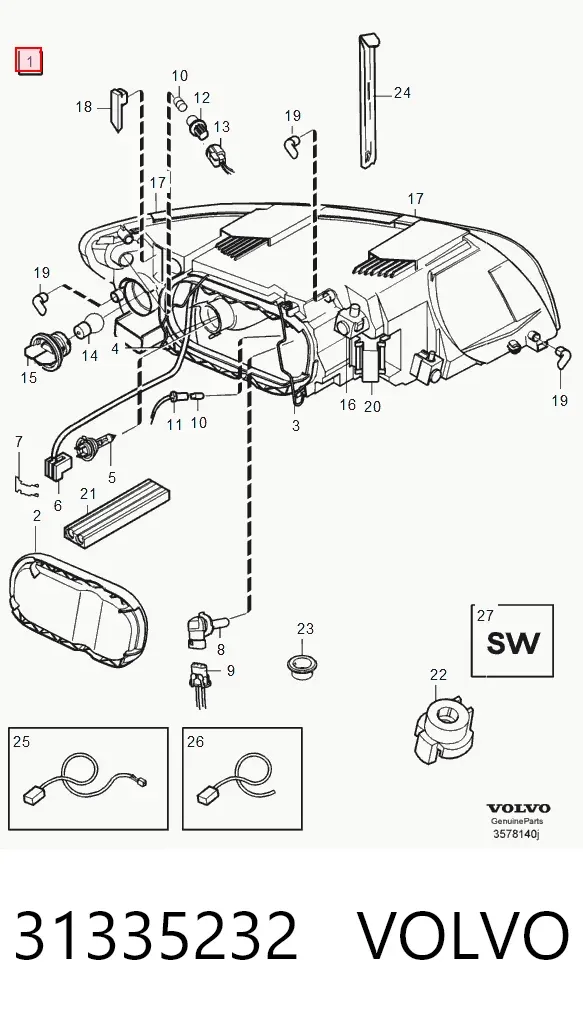 Luz direita 31335232 Volvo