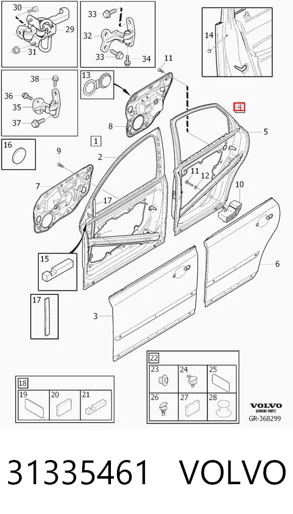 Porta traseira esquerda 31335461 Volvo
