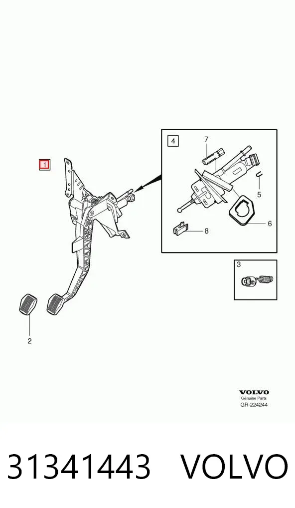 Pedal de embraiagem Volvo V50 MW