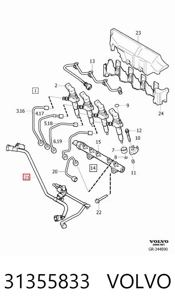 Tubo de combustível, kit 31355833 Volvo