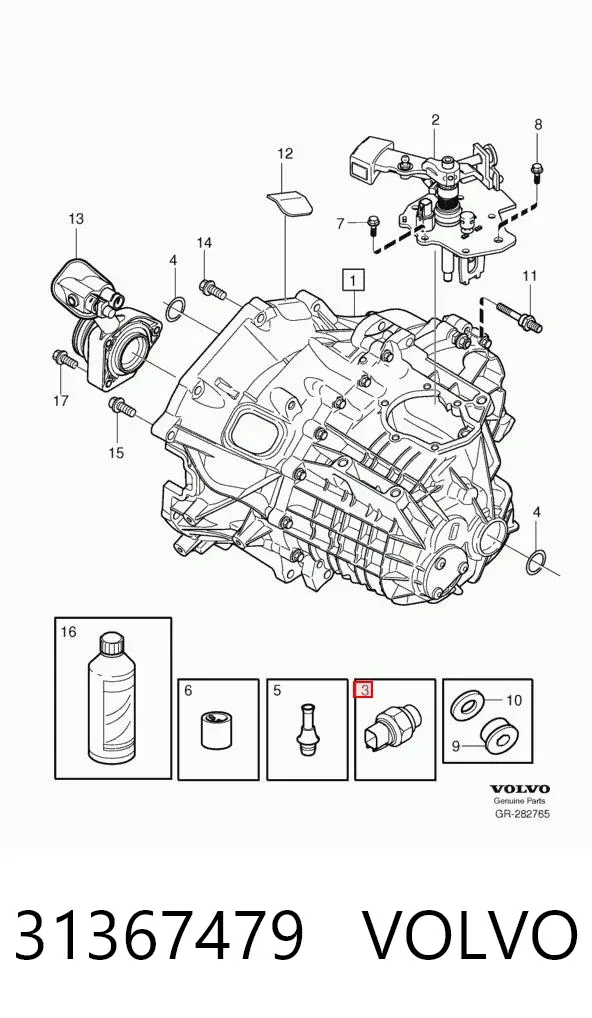 Sensor de ativação das luzes de marcha à ré 31367479 Volvo