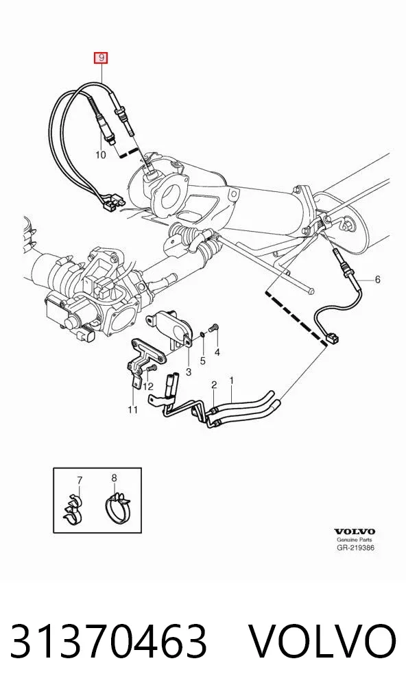 Sensor de temperatura dos gases de escape (GE), antes de filtro de partículas diesel 31370463 Volvo