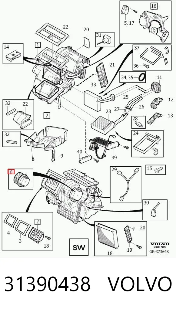 Motor de ventilador de forno (de aquecedor de salão) 31390438 Volvo