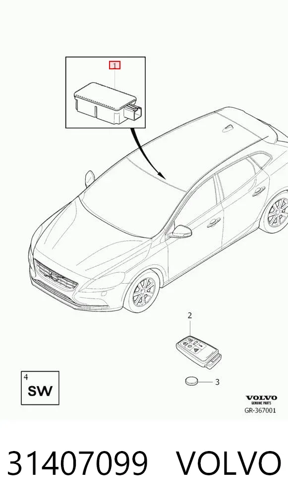 Unidade de controlo do fecho central 31407099 Volvo
