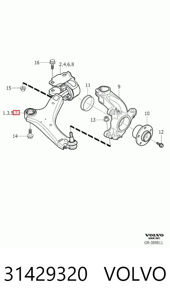Braço oscilante inferior direito de suspensão dianteira 31429320 Volvo