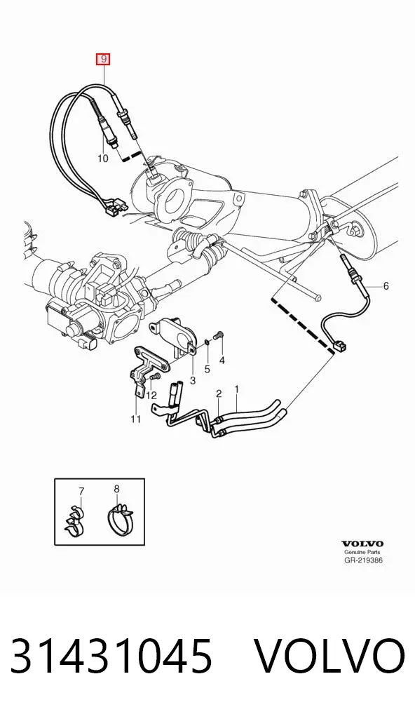 Sensor de temperatura dos gases de escape (GE), antes de filtro de partículas diesel 31431045 Volvo