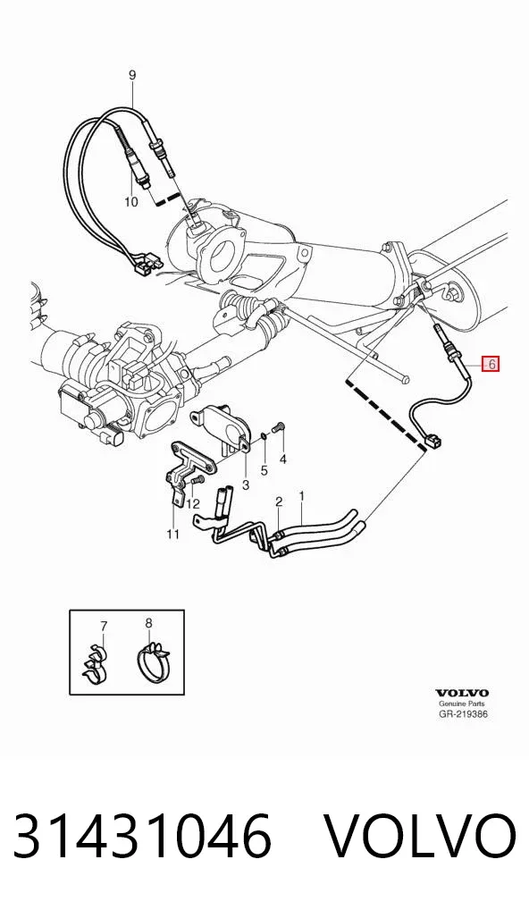 Sensor de temperatura dos gases de escape (GE), antes de filtro de partículas diesel 31431046 Volvo