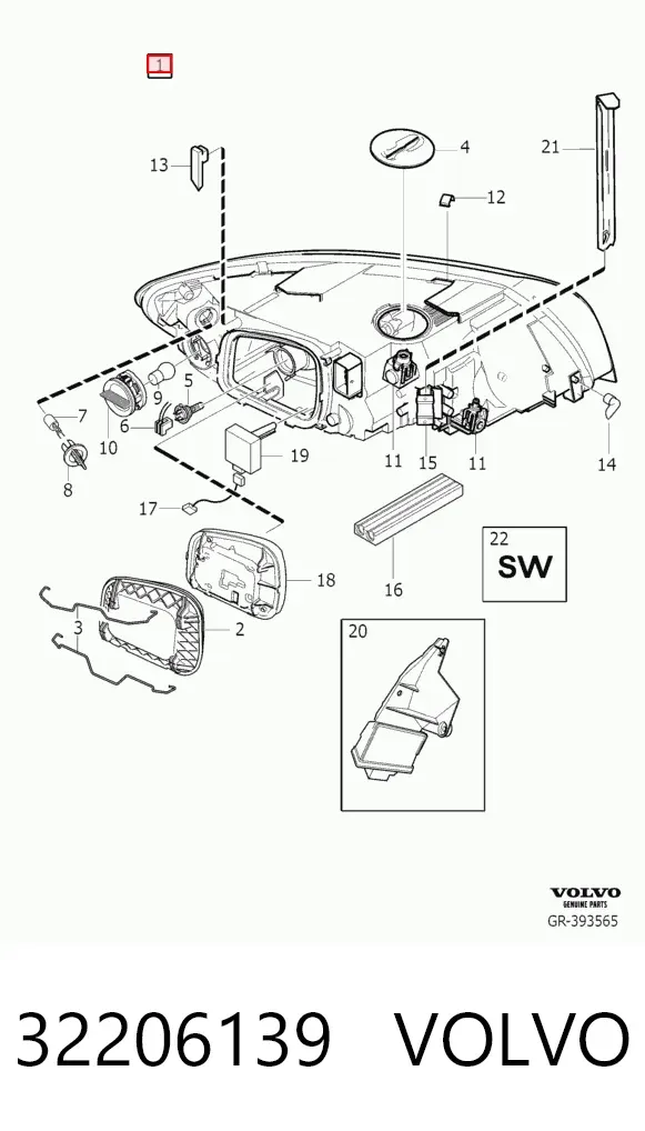 Luz esquerda 32206139 Volvo
