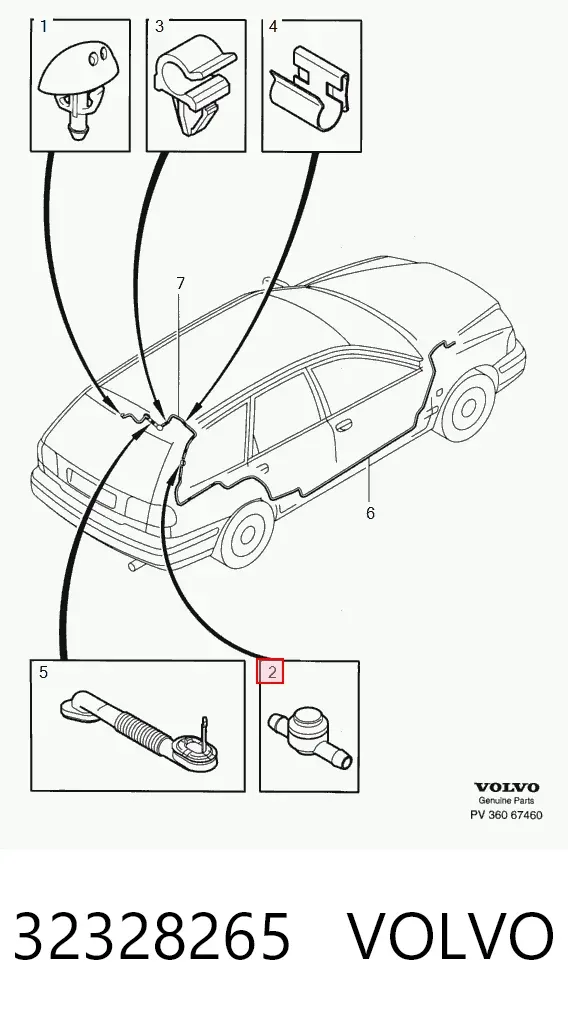 Válvula de retenção de fluido para lavador de pára-brisas 32328265 Volvo