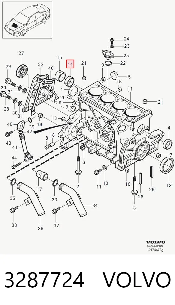 Bucha de bomba de óleo de motor 3287724 Volvo