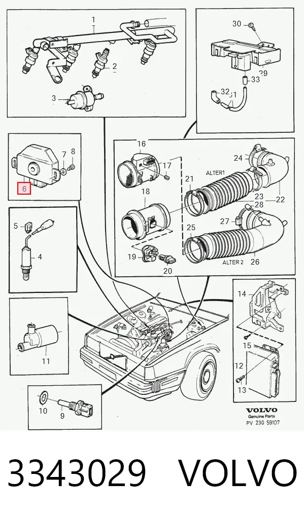 Sensor de posição da válvula de borboleta (potenciômetro) 3343029 Volvo