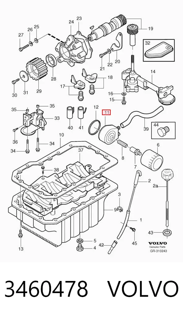 Radiador de óleo (frigorífico), debaixo de filtro 3460478 Volvo