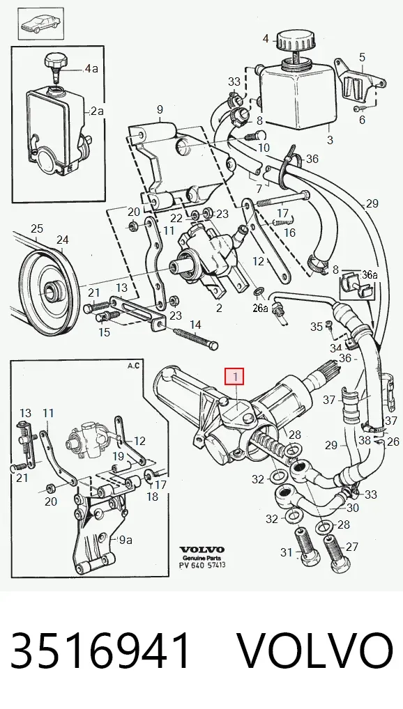 Cremalheira da direção 3516941 Volvo