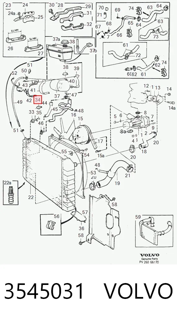 Sensor de temperatura do fluido de esfriamento 3545031 Volvo
