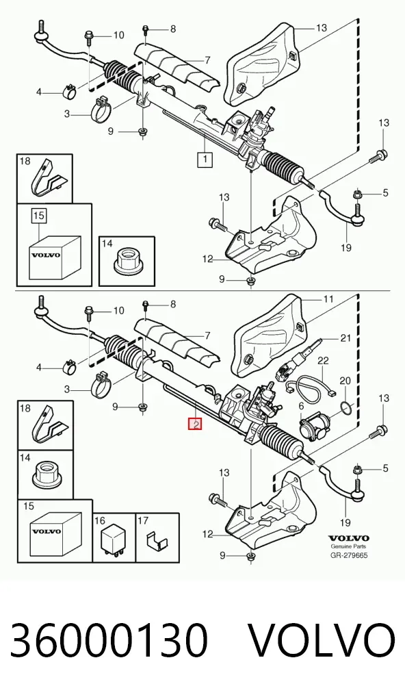 Cremalheira da direção 36000130 Volvo