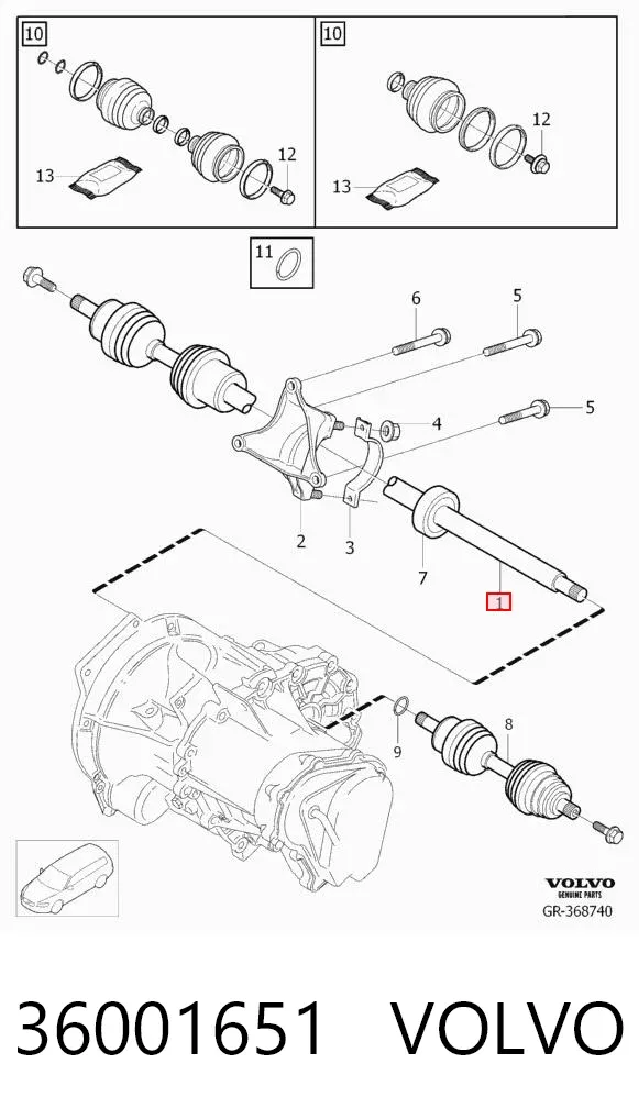 Junta homocinética externa dianteira direita 36001651 Volvo