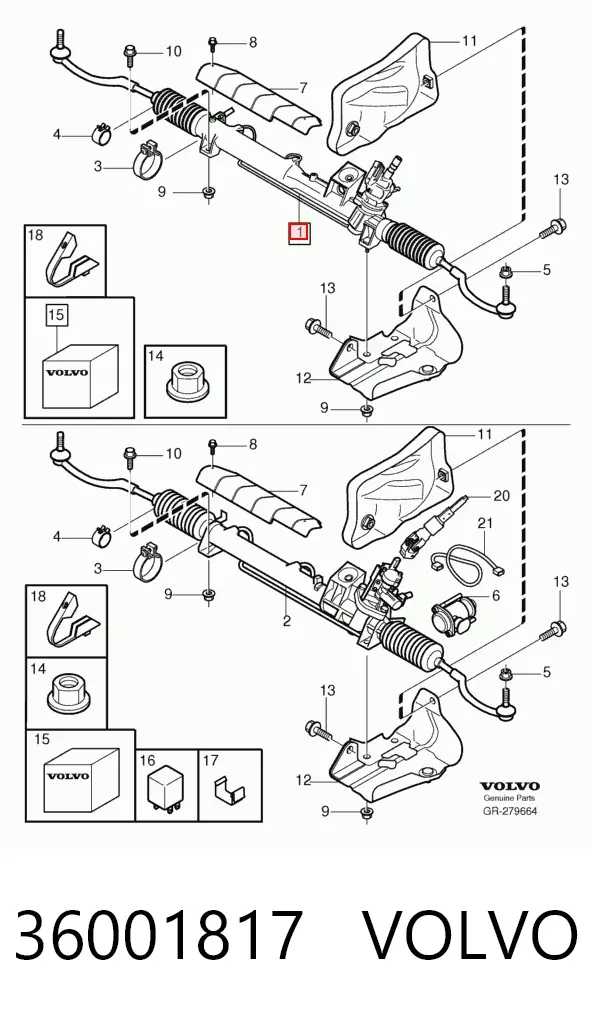 Cremalheira da direção 36001817 Volvo