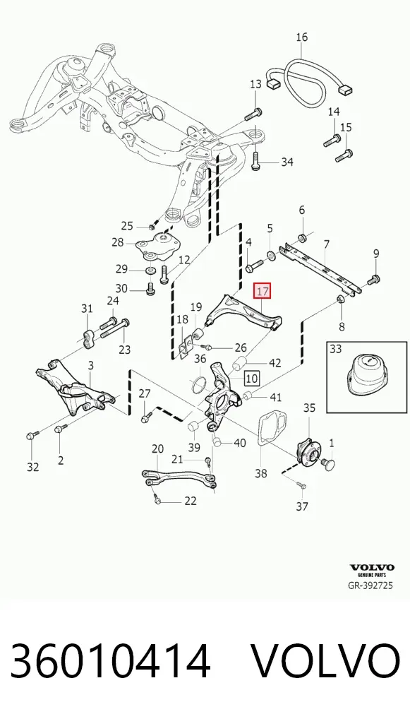 Braço oscilante superior direito de suspensão traseira 36010414 Volvo
