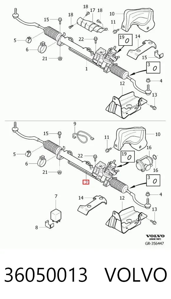 Cremalheira da direção 36050013 Volvo