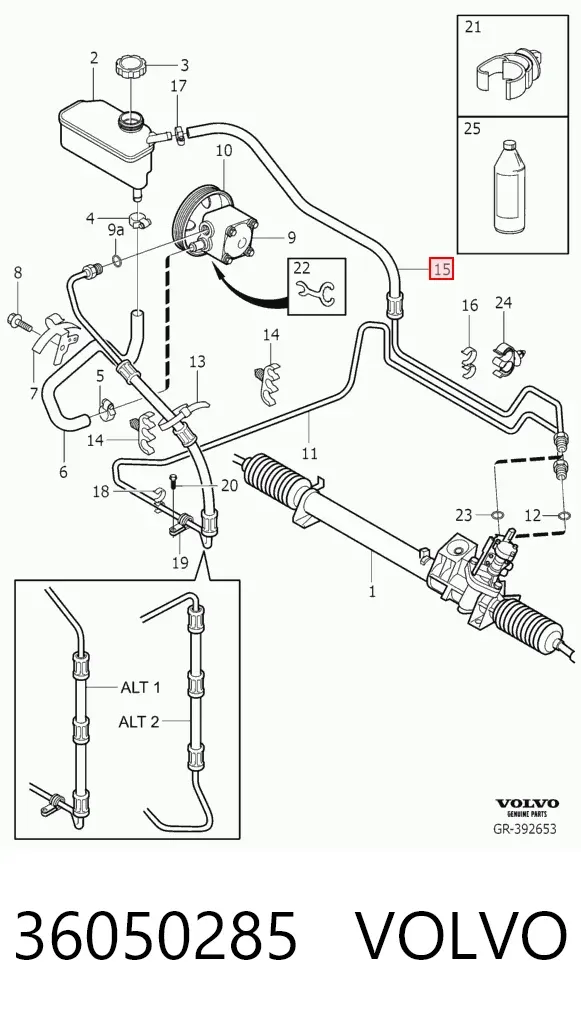 Cremalheira da direção 36050285 Volvo