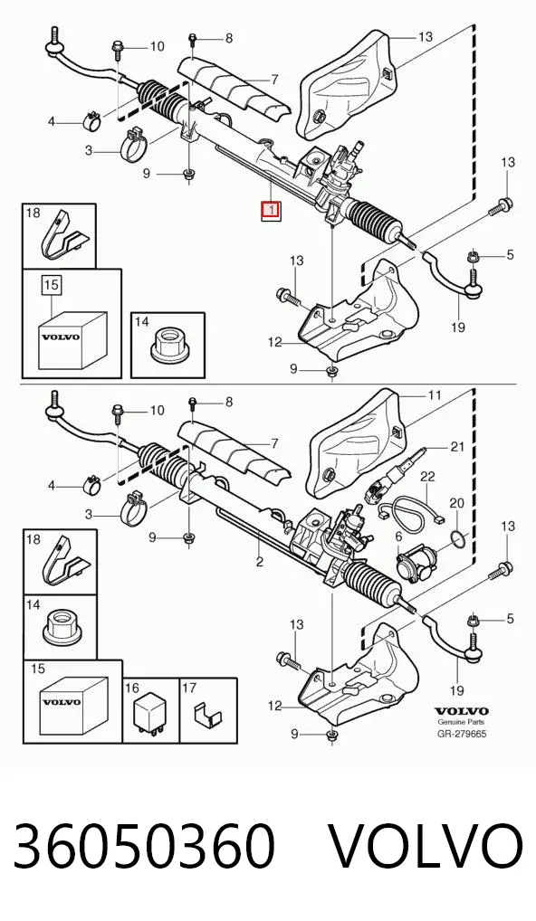 Cremalheira da direção 36050360 Volvo
