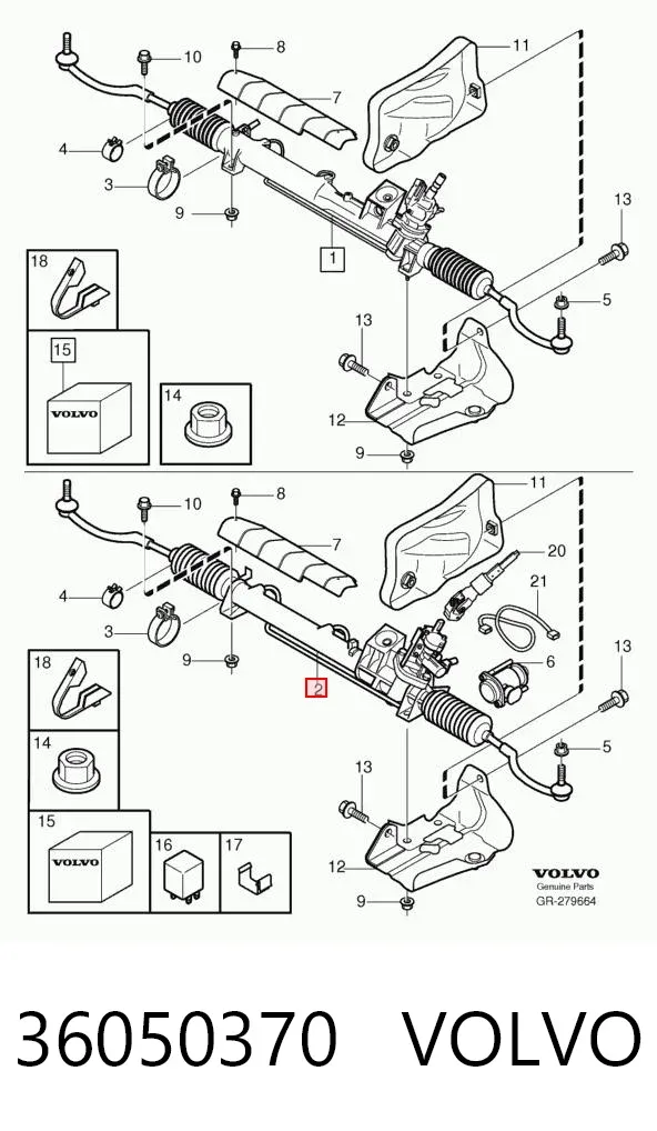 Cremalheira da direção 36050370 Volvo