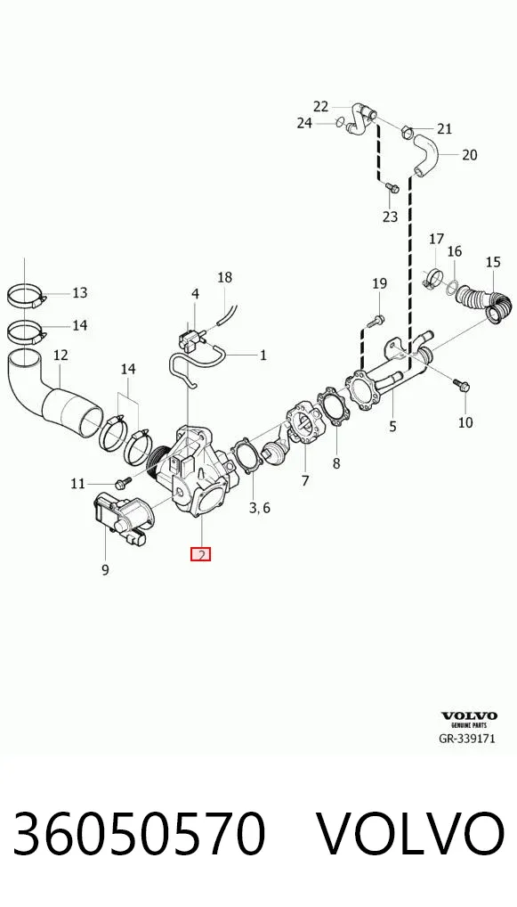 Válvula EGR de recirculação dos gases 36050570 Volvo