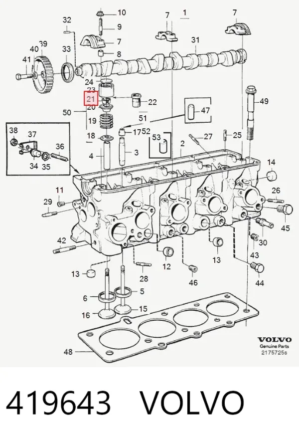 Peça inserida de válvula 419643 Volvo