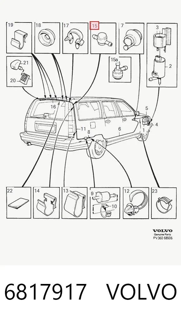 Válvula de retenção de fluido para lavador de pára-brisas 6817917 Volvo