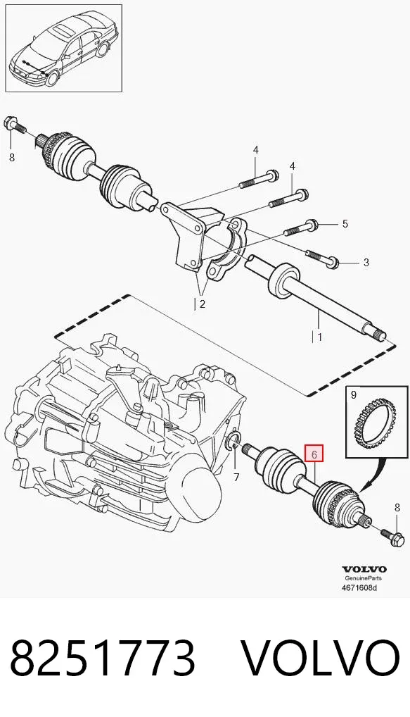 Junta homocinética interna, tripé 8251773 Volvo