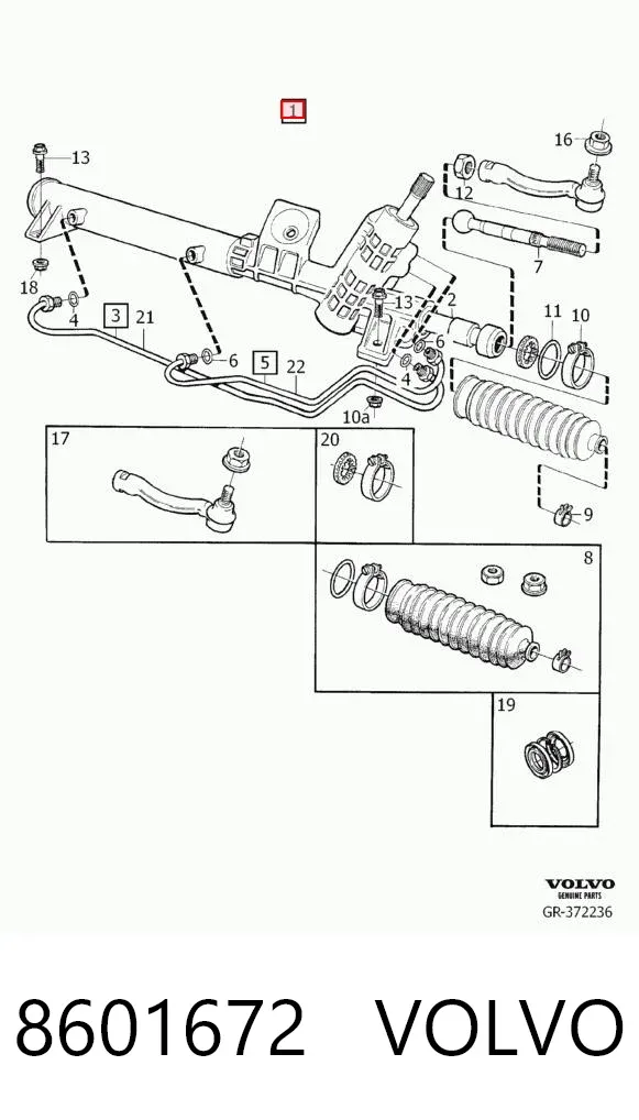 Cremalheira da direção 8601672 Volvo