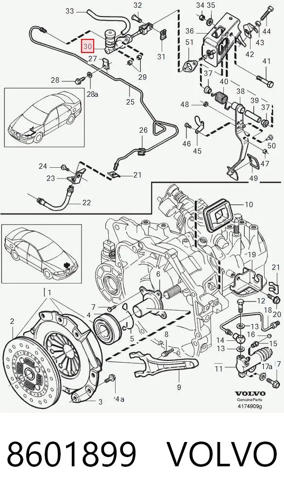 Cilindro mestre de embraiagem 8601899 Volvo