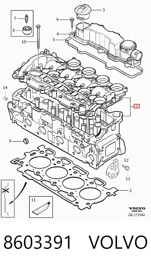 Cabeça de motor (CBC) 8603391 Volvo