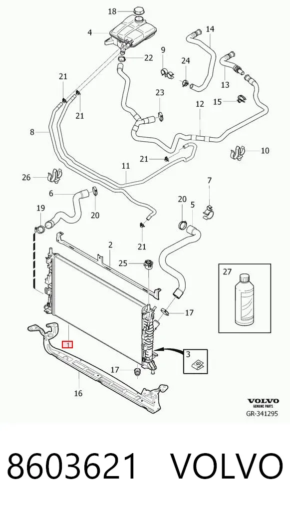 Radiador de esfriamento de motor 8603621 Volvo