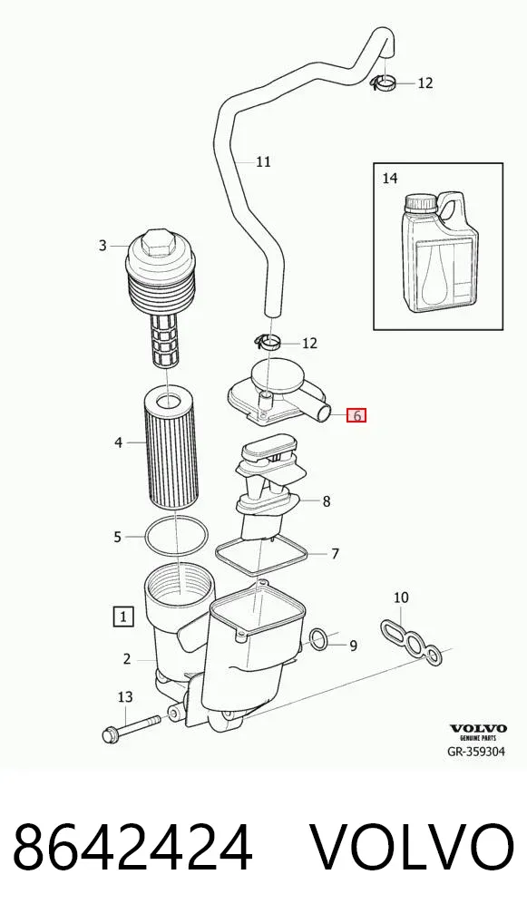 Válvula PCV de ventilação dos gases de cárter 8642424 Volvo