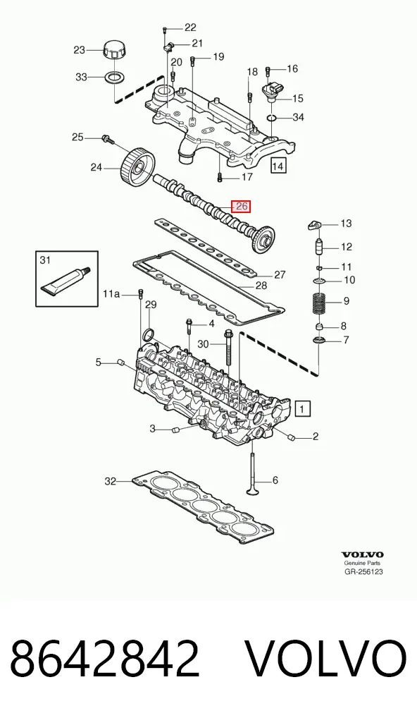 Árvore distribuidora de motor de escape 8642842 Volvo