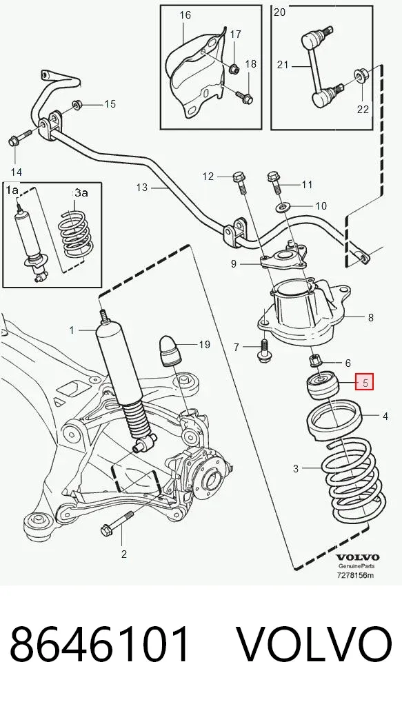 Suporte de amortecedor traseiro 8646101 Volvo