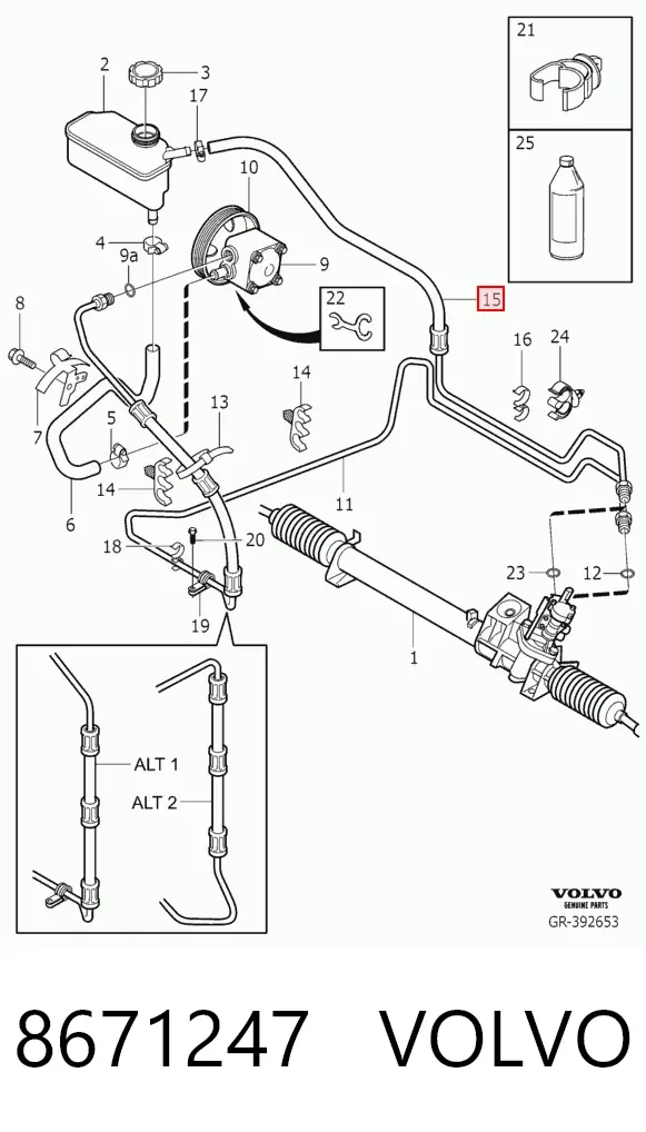 Cremalheira da direção 8671247 Volvo