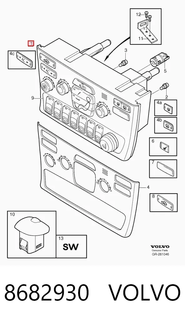 Unidade de controlo dos modos de aquecimento/condicionamento 8682930 Volvo